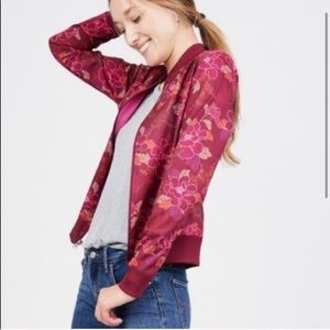 AXS Floral Crane Printed Bomber Jacket